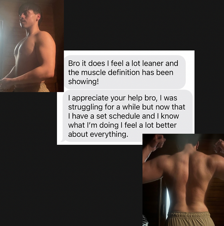Transformation photo showing Emmanuel's fat-loss progress